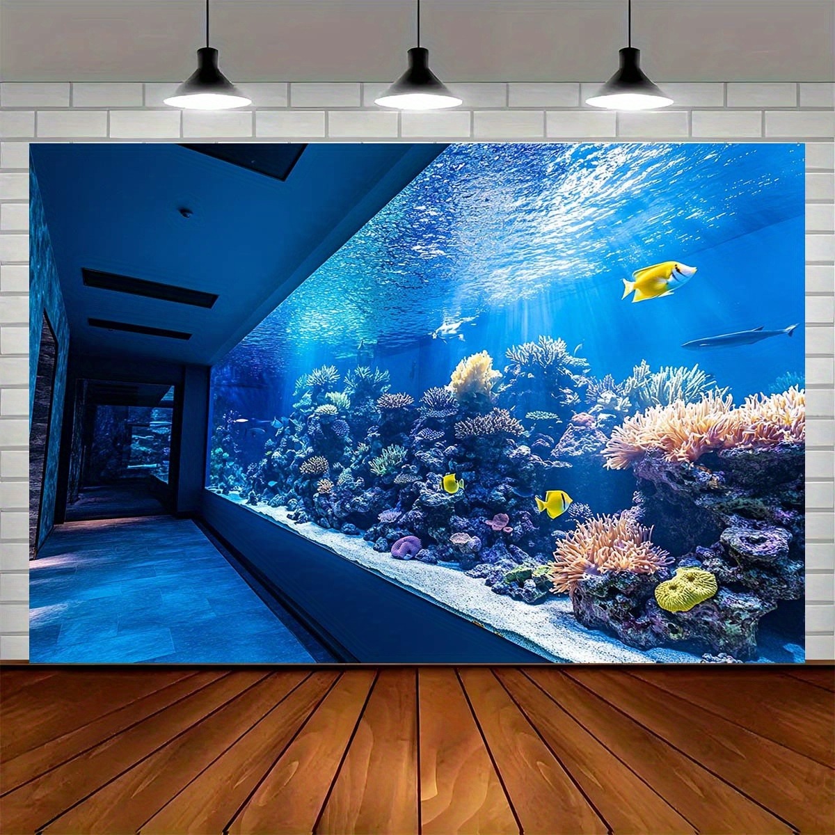 Reef Aquarium - Levendig onderwateraquarium wandtapijt koraalrif kleurrijke vissen