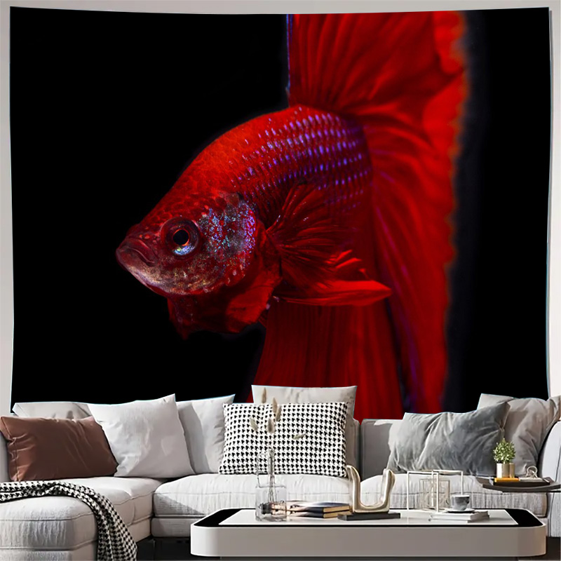 Ocean Aquarium - Levendige rode Betta Fish Tapestry wanddecoratie